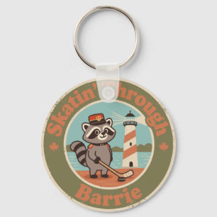 Retro Canadian Raccoon Barrie Hockey Keychain