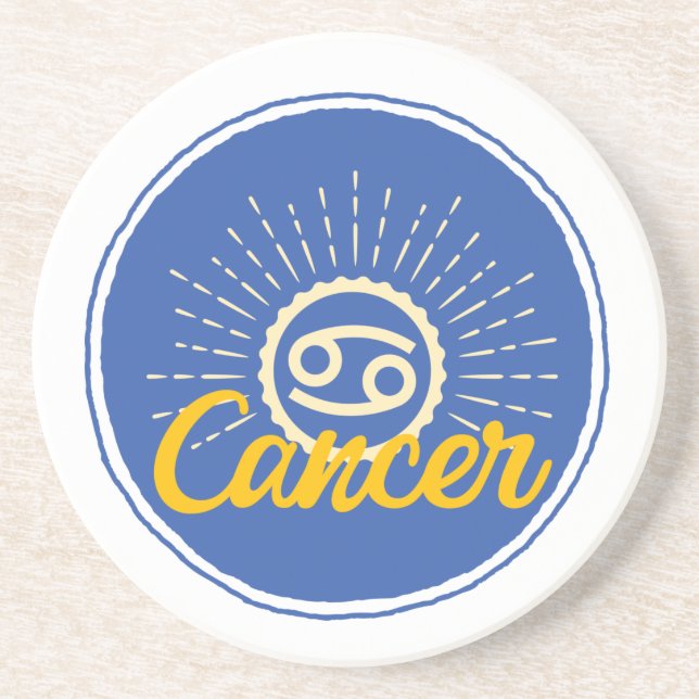 Retro Cancer Zodiac Sign Badge   Coaster (Front)