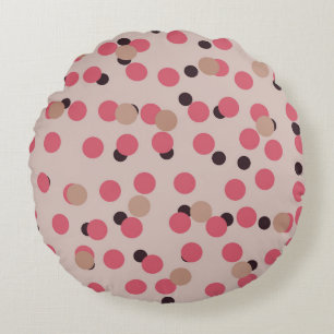 Retro Candy Floss Mid-Century Pink Dots Round Pillow