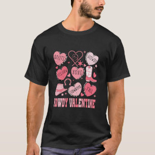 Retro Candy Heart Howdy Valentines Day Cowgirl Wes T-Shirt