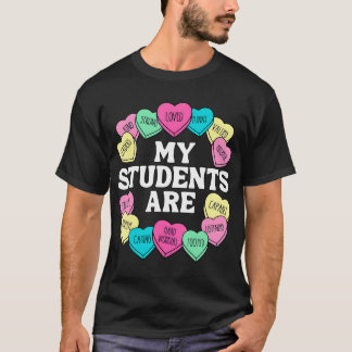 Retro Candy Heart Teacher Valentine'S Positive Aff T-Shirt
