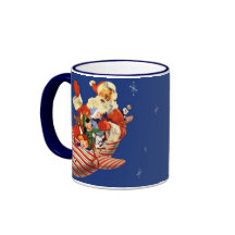 Retro Candy Rocket Santa Drinking Mug