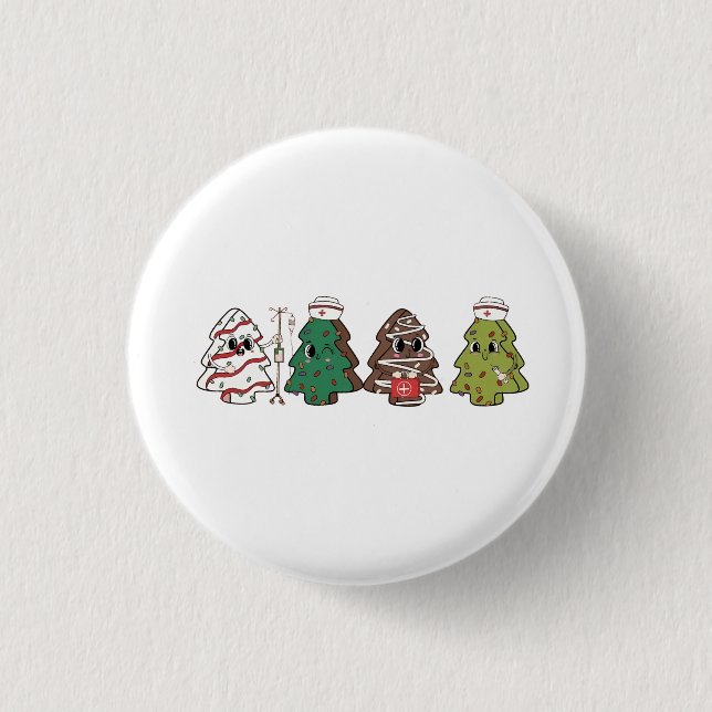 Retro Candy Tree Christmas Pink Bow Coquette  1 Inch Round Button (Front)