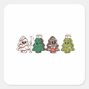 Retro Candy Tree Christmas Pink Bow Coquette Square Sticker