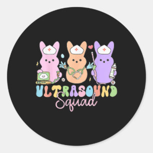 Retro Candy Ultrasound Squad Easter Bunnies Sonogr Classic Round Sticker