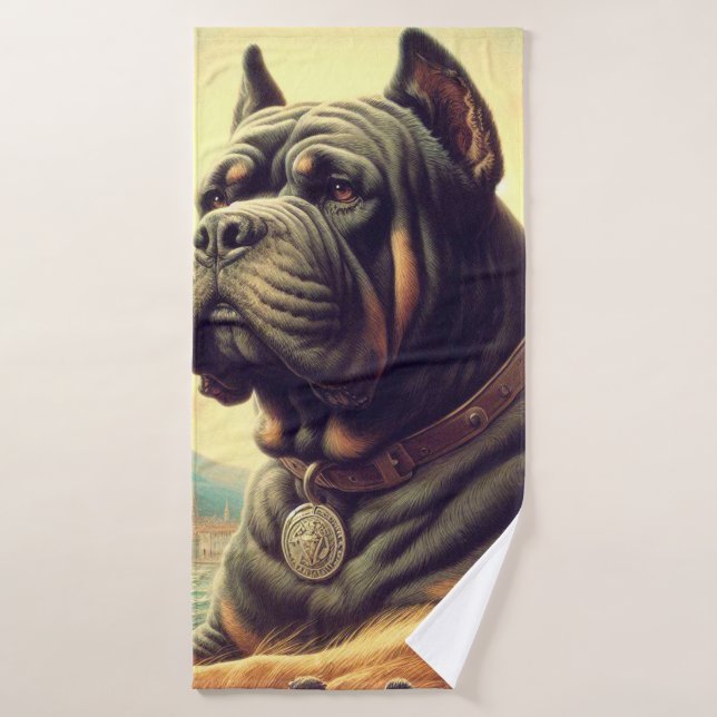 Retro Cane Corso Painting Bath Towel (Bath Towel)
