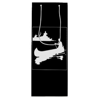 Retro Canoe Silhouette Wine Gift Bag