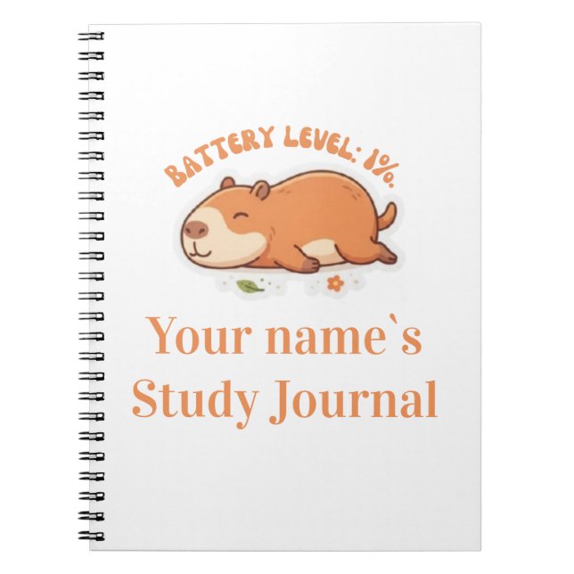 Retro Capybara Battery Level 1% Notebook (Front)
