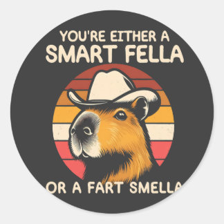 Retro Capybara Classic Round Sticker