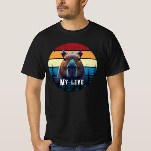 Retro Capybara My Love Vintage Sunset Aesthetic T-Shirt