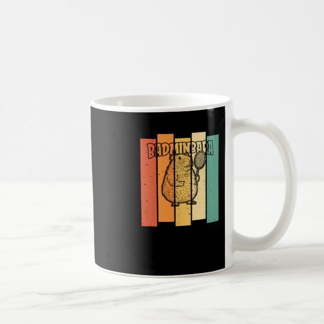 Retro Capybara Shuttle - Vintage Badminton Badminb Coffee Mug (Right)