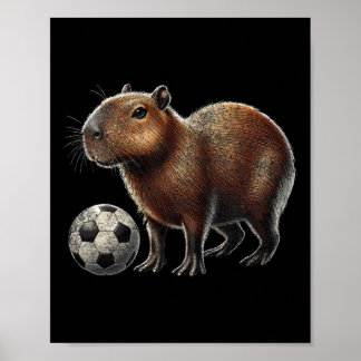Retro Capybyra Soccer  Poster