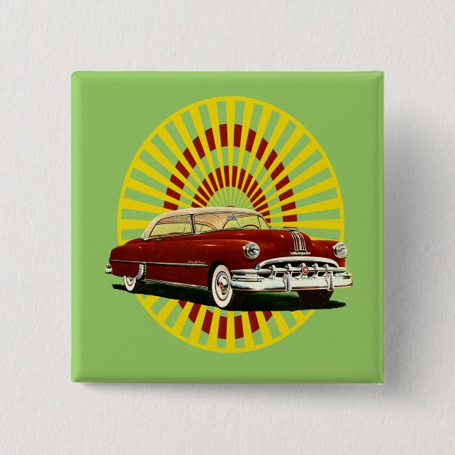 Retro Car 2 Inch Square Button (Front)