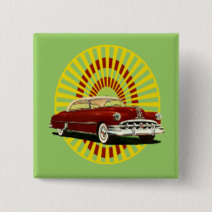 Retro Car 2 Inch Square Button