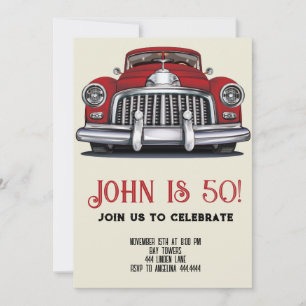 Retro Car 50th Birthday invitation