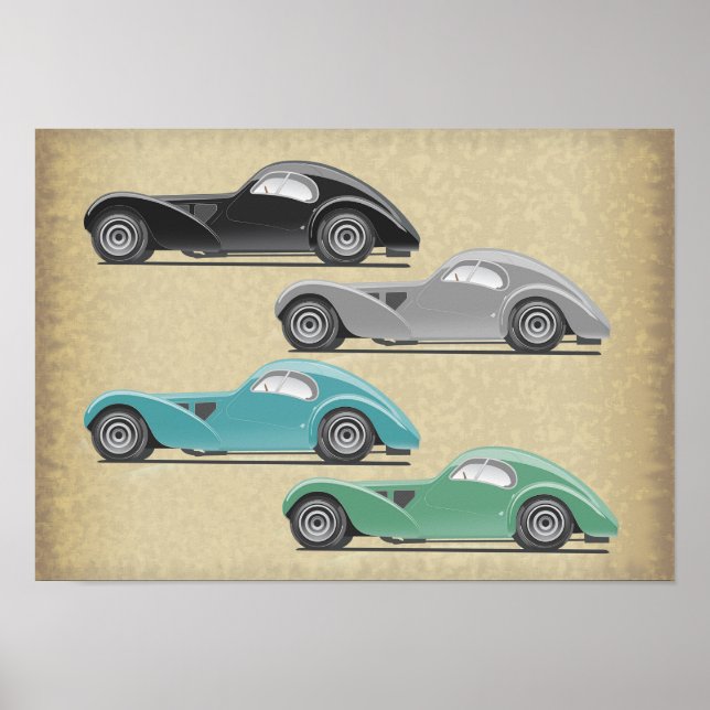 Retro Car Artwork Poster (Front)