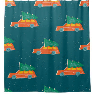 Retro Car Christmas Tree Pattern