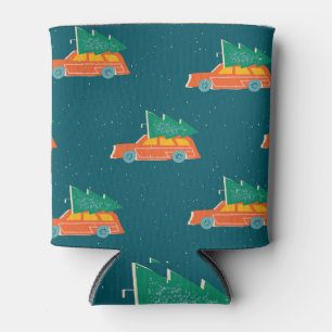 Retro Car Christmas Tree Pattern Can Cooler