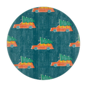 Retro Car Christmas Tree Pattern Cutting Board