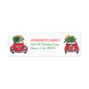 Retro Car Coming and Going Holiday Return Address