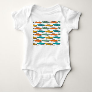 Retro Car Fifties Style Pattern Baby Bodysuit