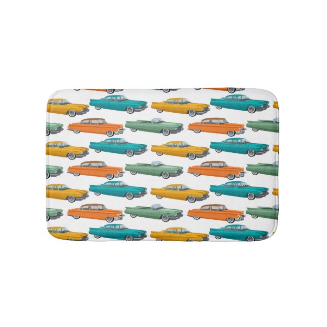Retro Car Fifties Style Pattern Bath Mat (Front)