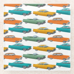 Retro Car Fifties Style Pattern Glass Coaster