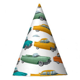 Retro Car Fifties Style Pattern Party Hat