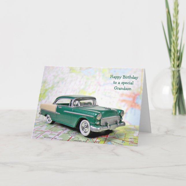 Retro Car for Grandson's Birthday Card (Front)