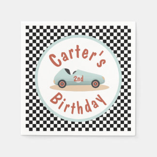 Retro Car Growing Up Two Fast theme Racing Flag Napkin