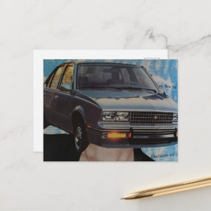 Retro Car Headed Woman Collage Postcard