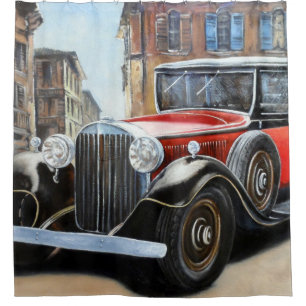 Retro Car Old City Painting