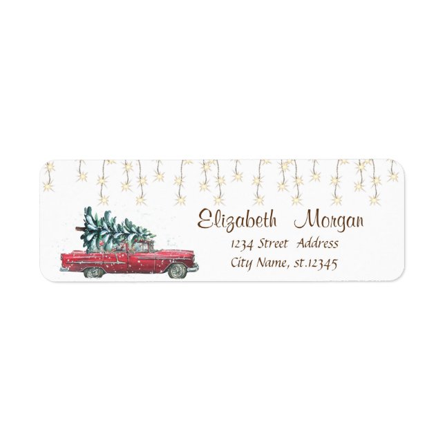 Retro Car Pine Tree Christmas String Lights   (Front)
