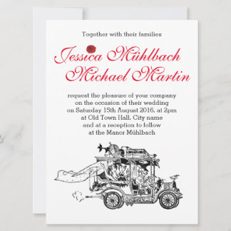 Retro Car Wedding Invitation 16.5 cm x 22.2 cm