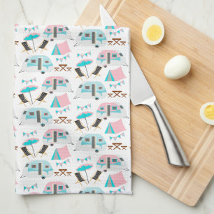 Retro Caravan Camping Cute Pattern Kitchen Towel