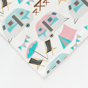 Retro Caravan Camping Cute Personalized Fleece Blanket