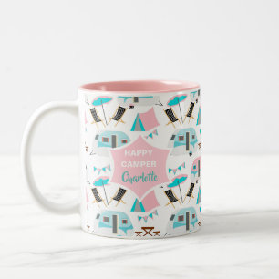 Retro Caravan Camping Cute Personalized  Two-Tone Coffee Mug
