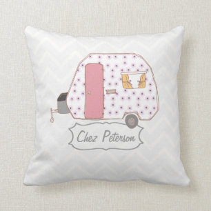 Retro Caravan Chevron Throw Pillow