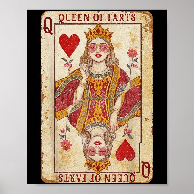 Retro Card Queen Of Farts Funny Novelty Fart Queen Poster (Front)