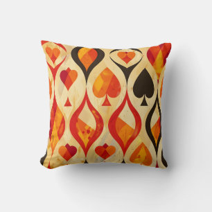Retro Card Suits Throw Pillow
