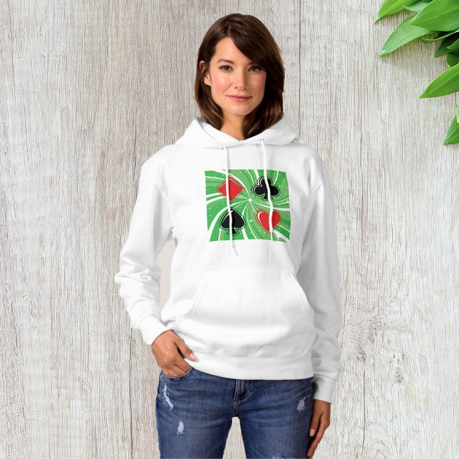 Retro Card Suits Vibrant Red and Black Hoodie (Creator Uploaded)