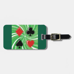 Retro Card Suits Vibrant Red and Black Luggage Tag