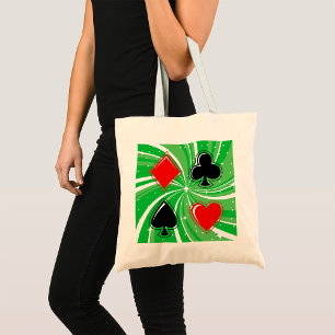 Retro Card Suits Vibrant Red and Black Tote Bag
