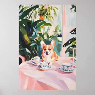 Retro Cardigan Welsh Corgi Poster, Corgi Oil Poster