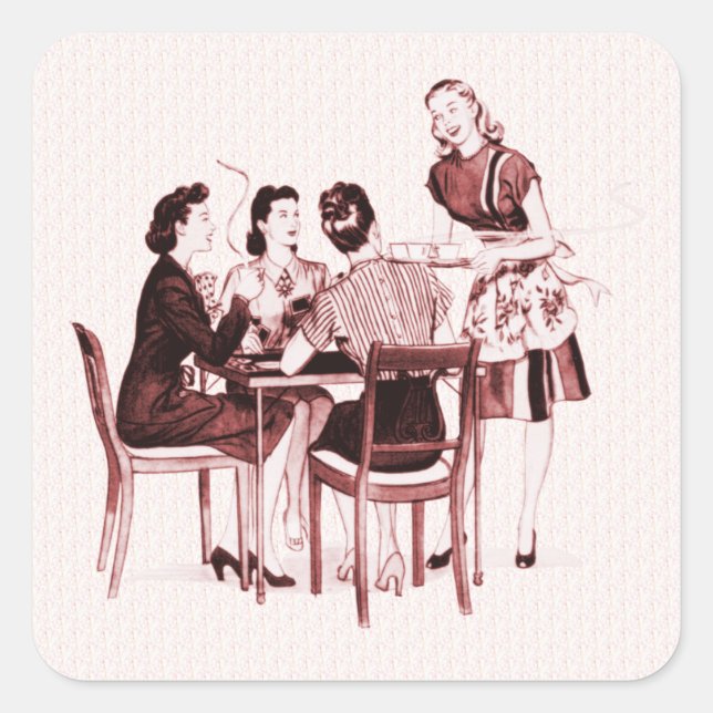 Retro Cards and Coffee Square Sticker (Front)