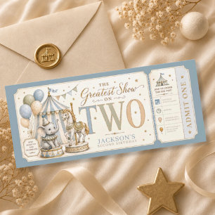 Retro carnival theme boy 2nd birthday invitation