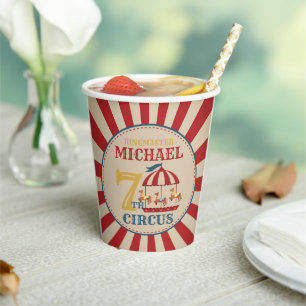 Retro Carousel Circus Carnival Birthday Paper Cups