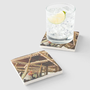 Retro Carousel Rooster Stone Coaster