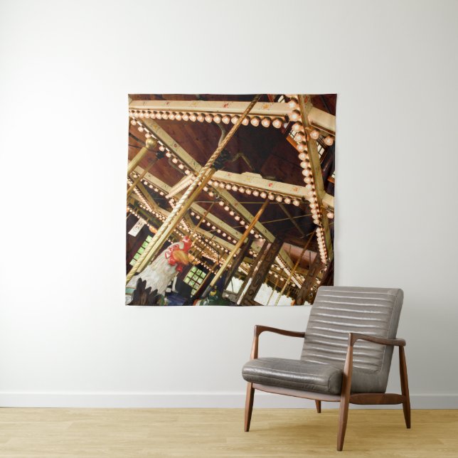 Retro Carousel Rooster Tapestry (In Situ)