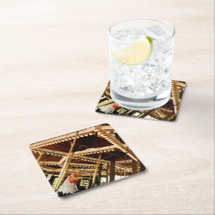 Retro Carousel  Square Paper Coaster